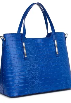Geanta din piele amprentata Carolina albastra imagine