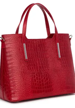 Geanta din piele amprentata Carolina grena imagine