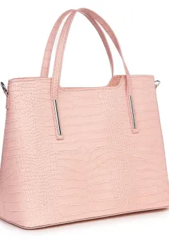 Geanta din piele amprentata Carolina roz imagine