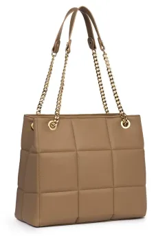 Geanta din piele matlasata Azaleea bej imagine