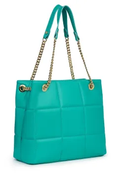 Geanta din piele matlasata Azaleea turcoaz imagine