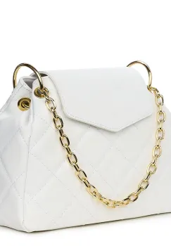 Geanta din piele matlasata Evia alba imagine