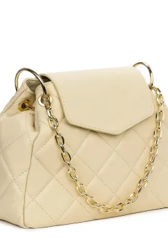 Geanta din piele matlasata Evia crem imagine