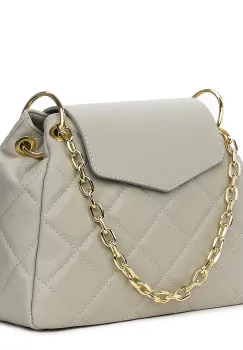 Geanta din piele matlasata Evia gri imagine