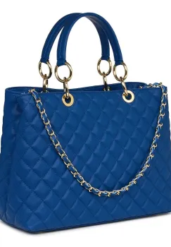 Geanta din piele matlasata Gisella albastra imagine