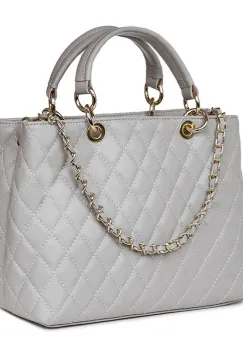 Geanta din piele matlasata Gisella gri imagine