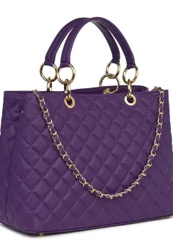 Geanta din piele matlasata Gisella mov imagine