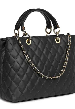 Geanta din piele matlasata Gisella neagra imagine