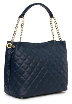 Geanta din piele matlasata Paloma bleumarin imagine