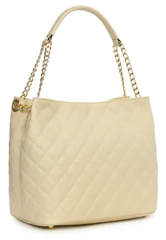 Geanta din piele matlasata Paloma crem imagine