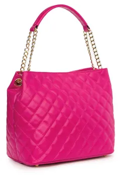 Geanta din piele matlasata Paloma fucsia imagine