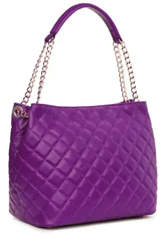 Geanta din piele matlasata Paloma mov imagine