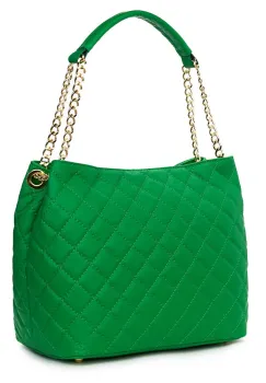 Geanta din piele matlasata Paloma verde imagine