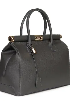 Geanta din piele naturala Bianca gri imagine