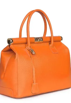 Geanta din piele naturala Bianca portocalie imagine