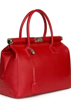 Geanta din piele naturala Bianca rosie imagine