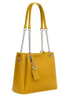Geanta din piele naturala Paula galbena imagine