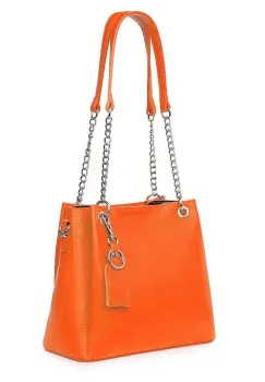 Geanta din piele naturala Paula portocalie imagine