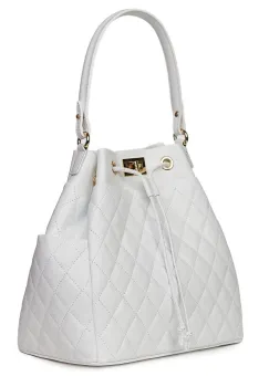 Geanta piele cu aspect matlasat Felice alba imagine