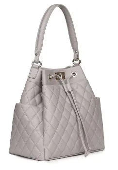 Geanta piele cu aspect matlasat Felice gri imagine