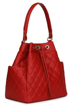 Geanta piele cu aspect matlasat Felice rosie imagine