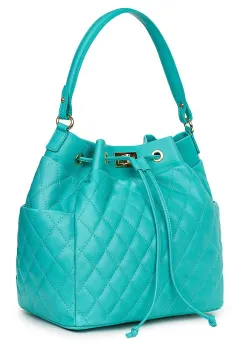 Geanta piele cu aspect matlasat Felice turcoaz imagine
