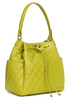 Geanta piele cu aspect matlasat Felice verde imagine