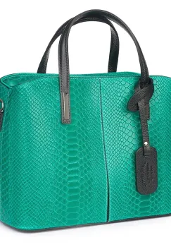 Geanta piele naturala Ella verde smarald imagine