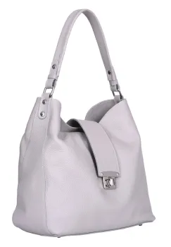 Geanta piele naturala Loredana gri deschis imagine