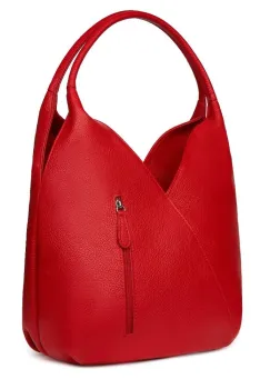 Geanta piele naturala Lorena rosie imagine