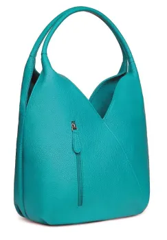 Geanta piele naturala Lorena turcoaz imagine