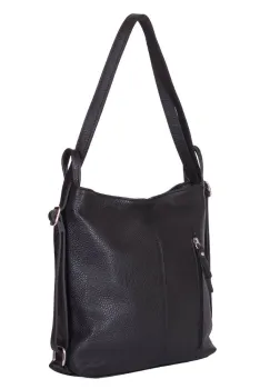 Geanta rucsac 2-in-1 din piele naturala Alesandra neagra imagine