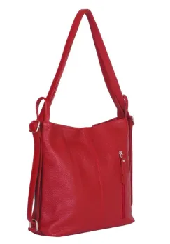 Geanta rucsac 2-in-1 din piele naturala Alesandra rosie imagine