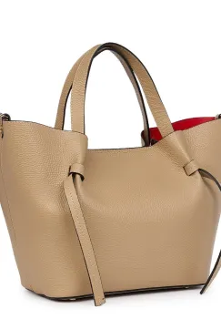 Geanta shopper din piele naturala Veronica bej imagine