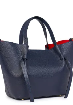 Geanta shopper din piele naturala Veronica bleumarin imagine