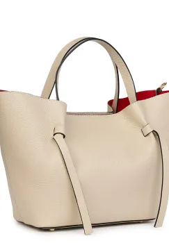 Geanta shopper din piele naturala Veronica crem imagine
