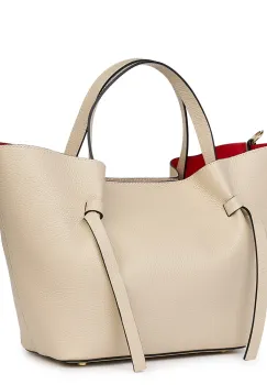 Geanta shopper din piele naturala Veronica crem imagine