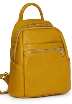 Rucsac dama din piele Jonathan galben mustar imagine