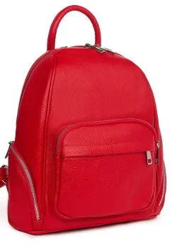 Rucsac din piele naturala Enzo rosu imagine