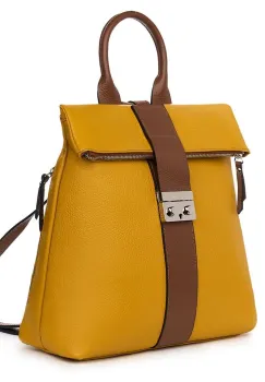 Rucsac din piele naturala galben Manuel imagine