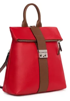 Rucsac din piele naturala Manuel rosu imagine