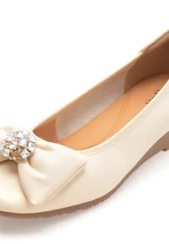 Balerini casual FLAVIA PASSINI bej, 51262, din piele naturala imagine