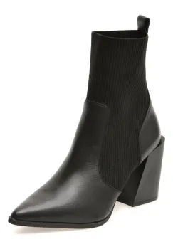 Botine elegante ALDO negre, GANINA 001, din piele naturala si material textil imagine