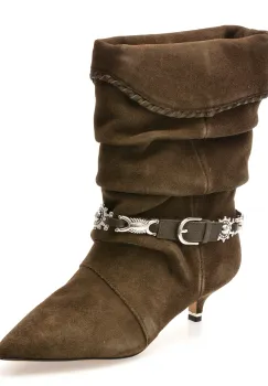 Botine elegante ALDO verzi, BOWY 340, din piele intoarsa imagine