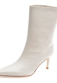 Botine elegante EPICA albe, EB928, din piele naturala imagine