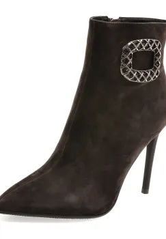 Botine elegante EPICA maro, E32778B, din piele intoarsa imagine