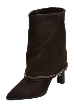 Botine elegante EPICA maro, M1212B, din piele intoarsa imagine