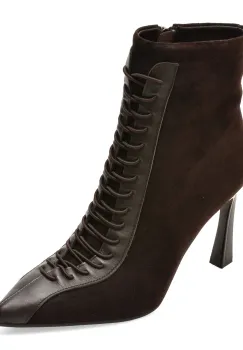 Botine elegante EPICA maro, X5H512, din piele intoarsa imagine
