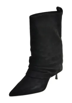 Botine elegante EPICA negre, 1701, din piele intoarsa imagine