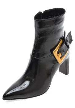 Botine elegante EPICA negre, 274087, din piele naturala lacuita imagine